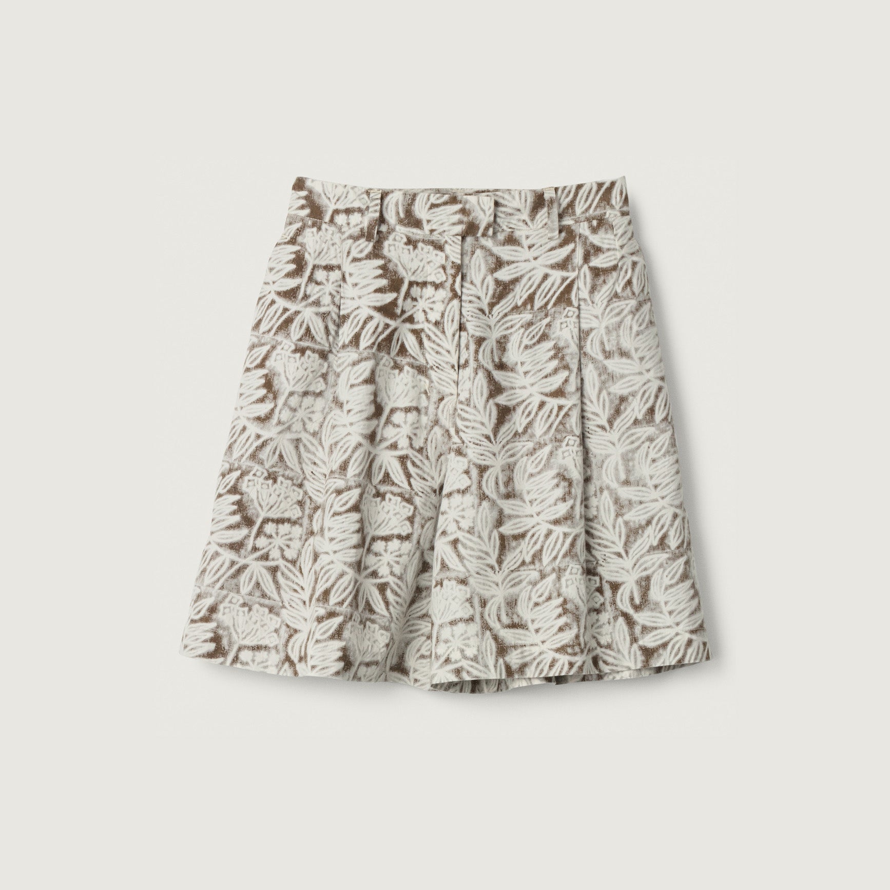 Marina Shorts, Block Print Brown Floral