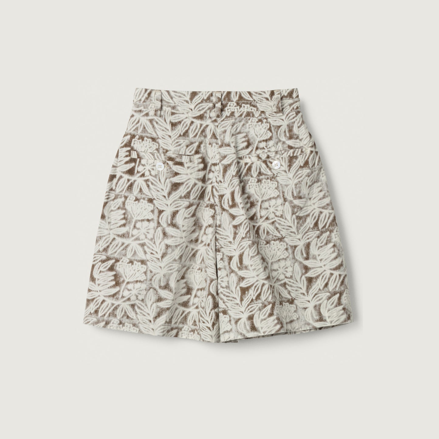 Marina Shorts, Block Print Brown Floral