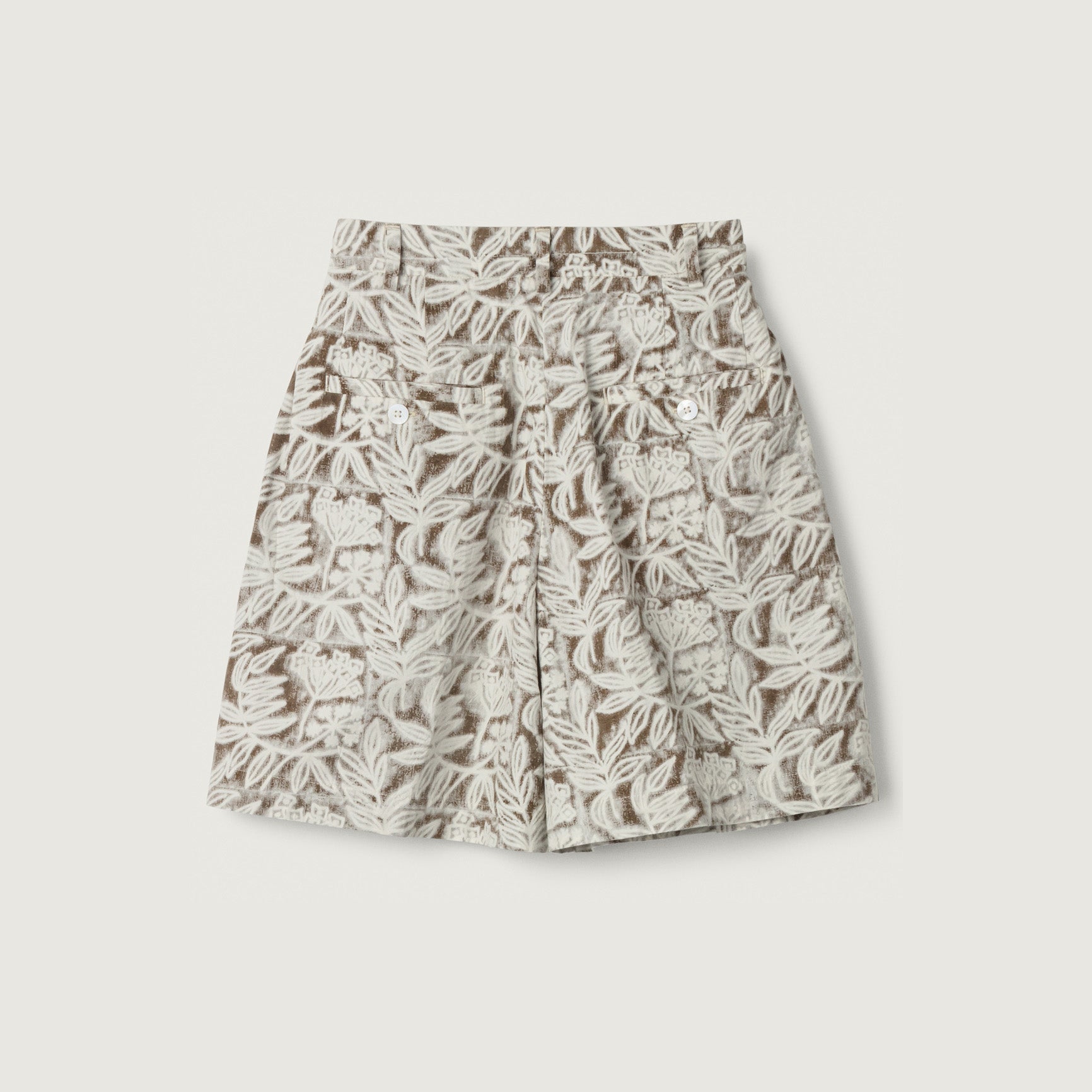 Marina Shorts, Block Print Brown Floral