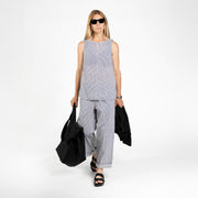 Louise Tank, Block Print Navy Stripe