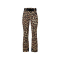 Goldbergh's Minou Ski Pants in Jaguar print feature a black belt and are crafted from breathable fabric.