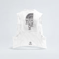 The U Summit Run Vest 5 by The North Face is a white sleeveless athletic vest for race day, featuring a large logo on the back and "Summit Series Run Vest" text near the bottom.