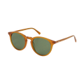 Messyweekend's New Depp sunglasses in Amber/Green boast round green lenses with UV400 protection and a chic brown tortoiseshell acetate frame, perfect for everyone.