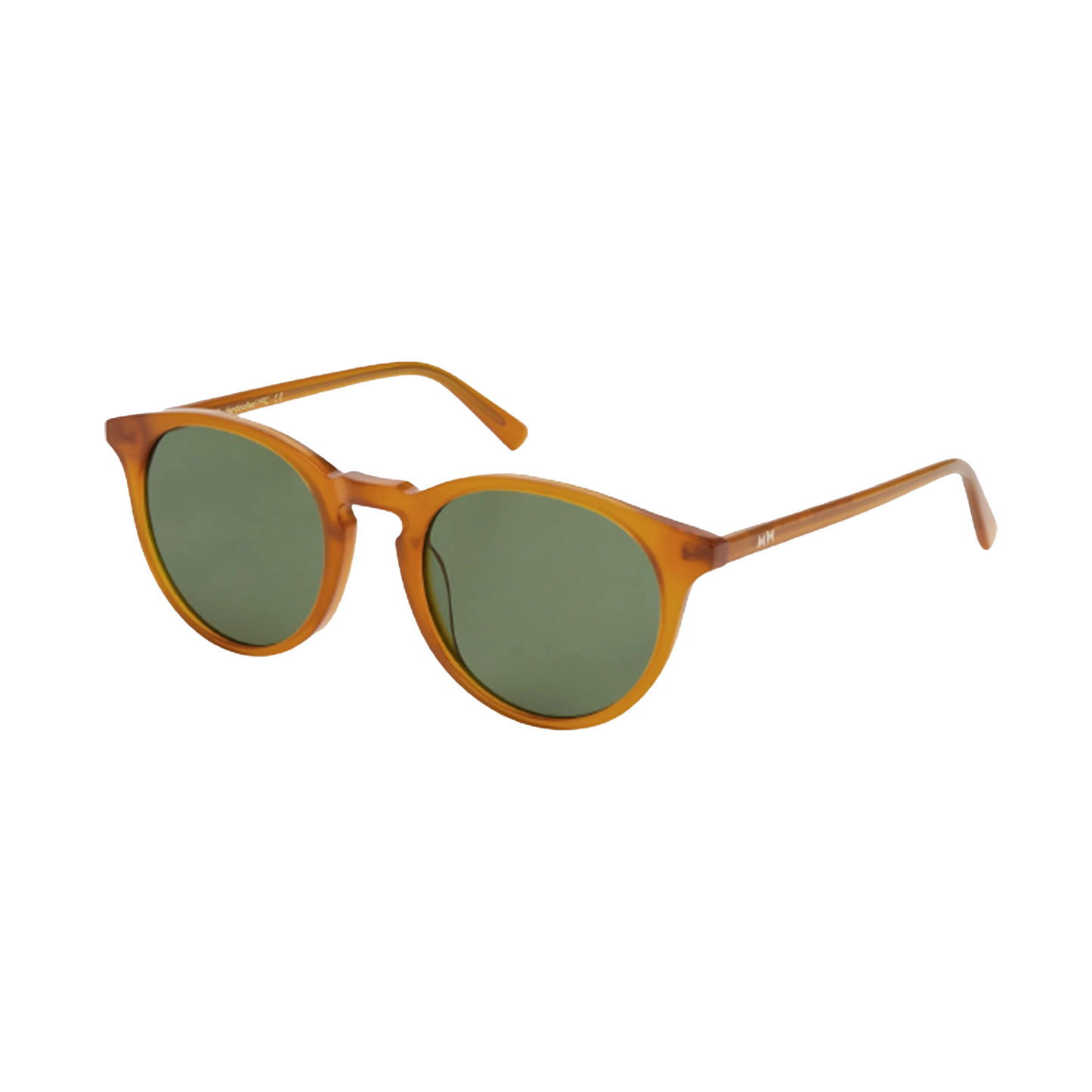 Messyweekend's New Depp sunglasses in Amber/Green boast round green lenses with UV400 protection and a chic brown tortoiseshell acetate frame, perfect for everyone.