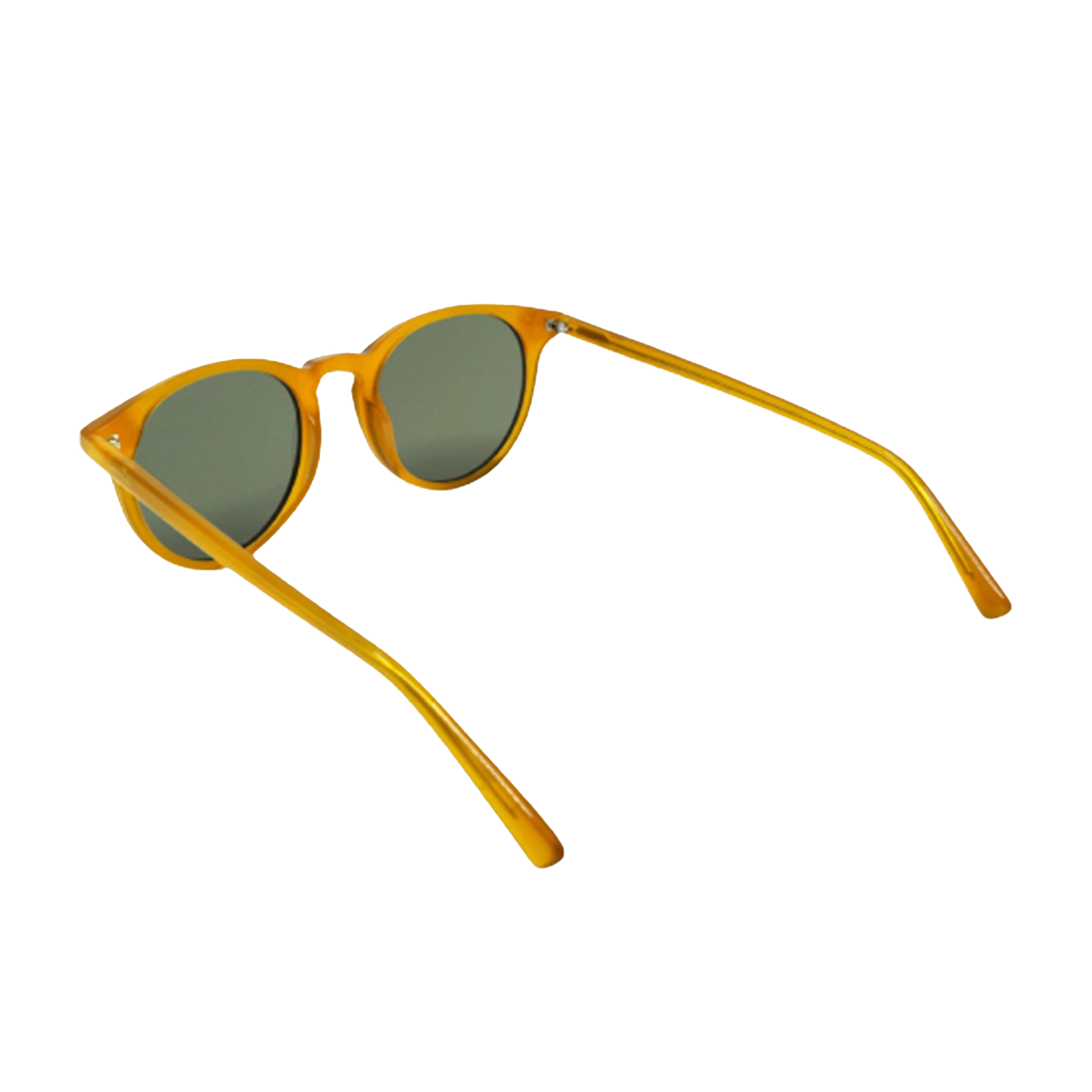 The Messyweekend New Depp sunglasses feature yellow acetate frames and green lenses and are showcased from the back against a plain background. With UV400 protection, they offer style and safety for everyone.