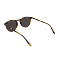 The New Depp tortoise/brown unisex sunglasses by Messyweekend feature an acetate frame with tinted lenses and slim arms, positioned with one arm open. They offer stylish UV400 protection.