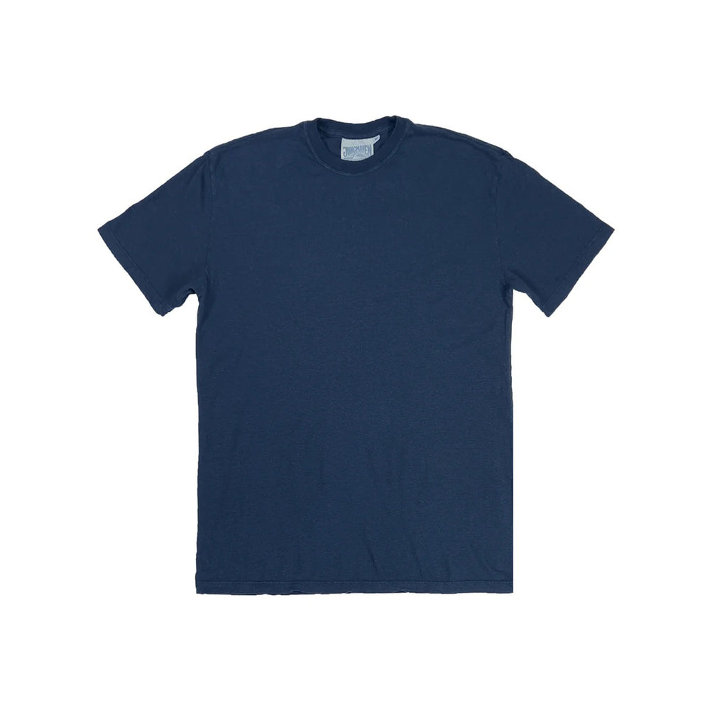 The Jungmaven Original Tee 5oz in navy is shown laid flat on a white background, featuring short sleeves and a classic design.