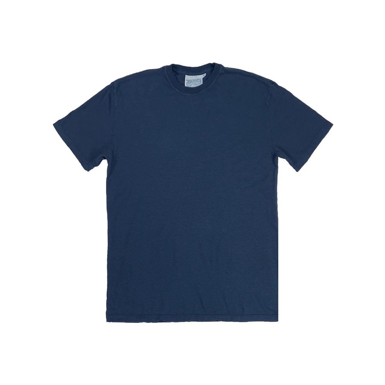 The Jungmaven Original Tee 5oz in navy is shown laid flat on a white background, featuring short sleeves and a classic design.