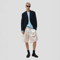 Wool Cotton Crewneck Sweater, Azzurro
