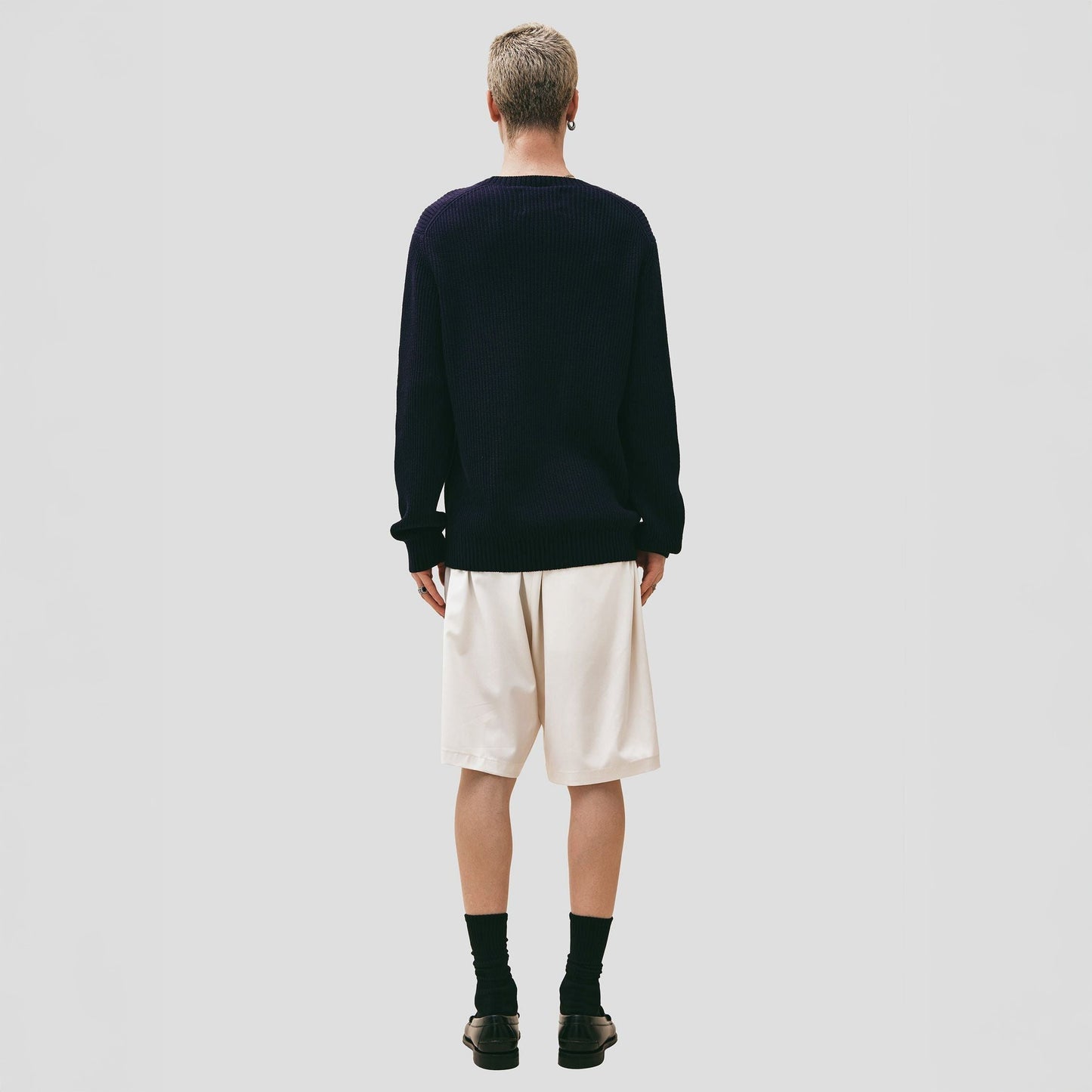 Wool Cotton Crewneck Sweater, Blu