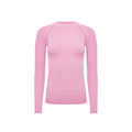 A Johnson top by Halfdays, an ultra-flattering plain pink long-sleeve sweater perfect for an active outdoor fit, showcased on a white background.