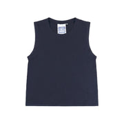 The Jungmaven Phoenix Tee in black is a sleeveless tank top with a crew neck, shown flat on a white background.