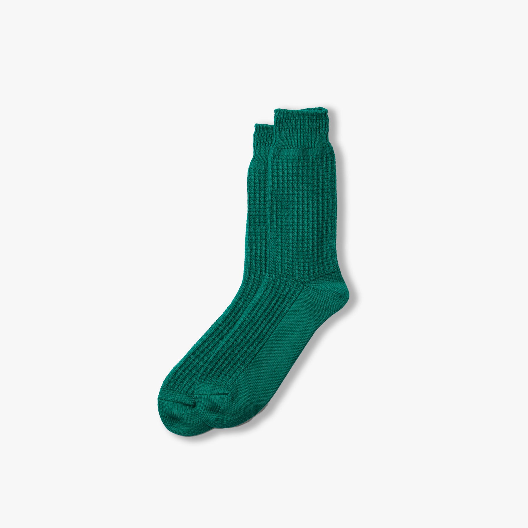 Cotton Waffle Crew Socks - Sea Green