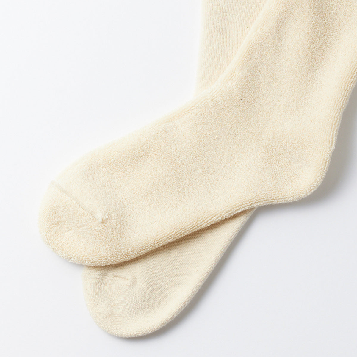 RoToTo Organic Daily 3 Pack Ribbed Crew Socks in Ecru on a white background.