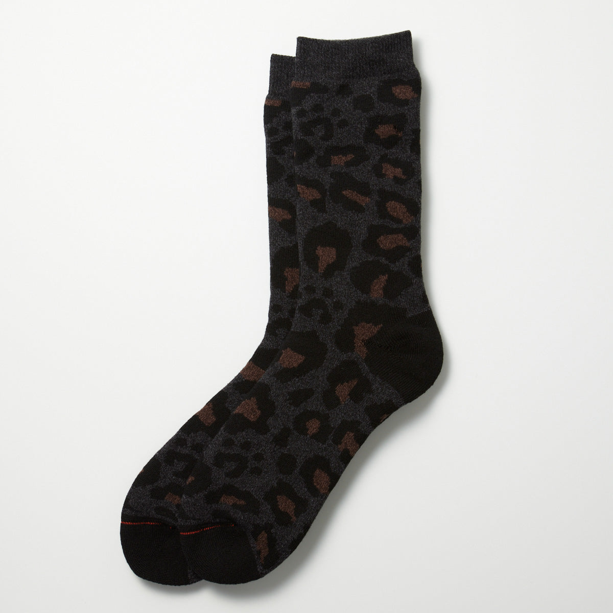 Pile Leopard Crew Socks - Charcoal