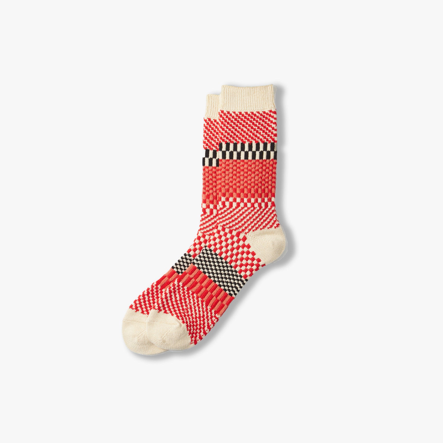 Check & Step Socks - Red