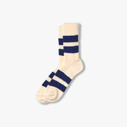 Recycled Cotton Stripe Socks - Ecru/Blue