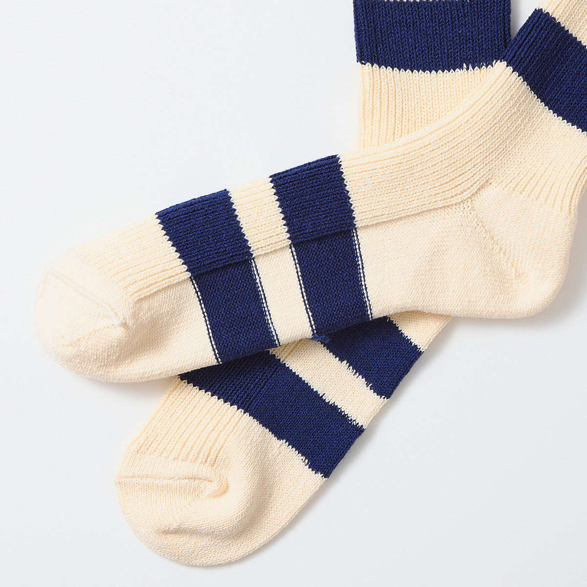Recycled Cotton Stripe Socks - Ecru/Blue