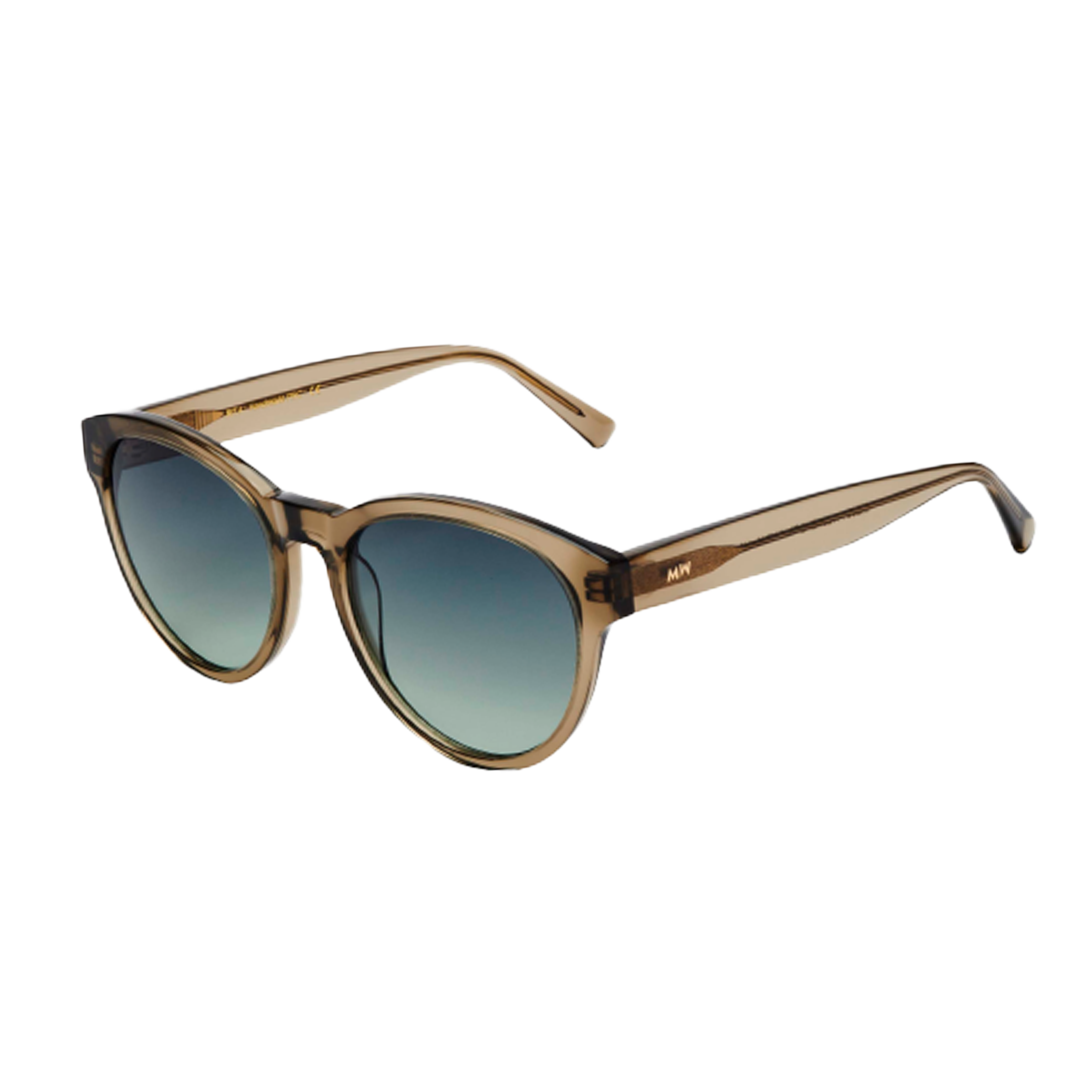 Rita sunglasses by Messyweekend, featuring bottle green acetate frames and gradient lenses with full UV400 protection, elegantly set against a white background.
