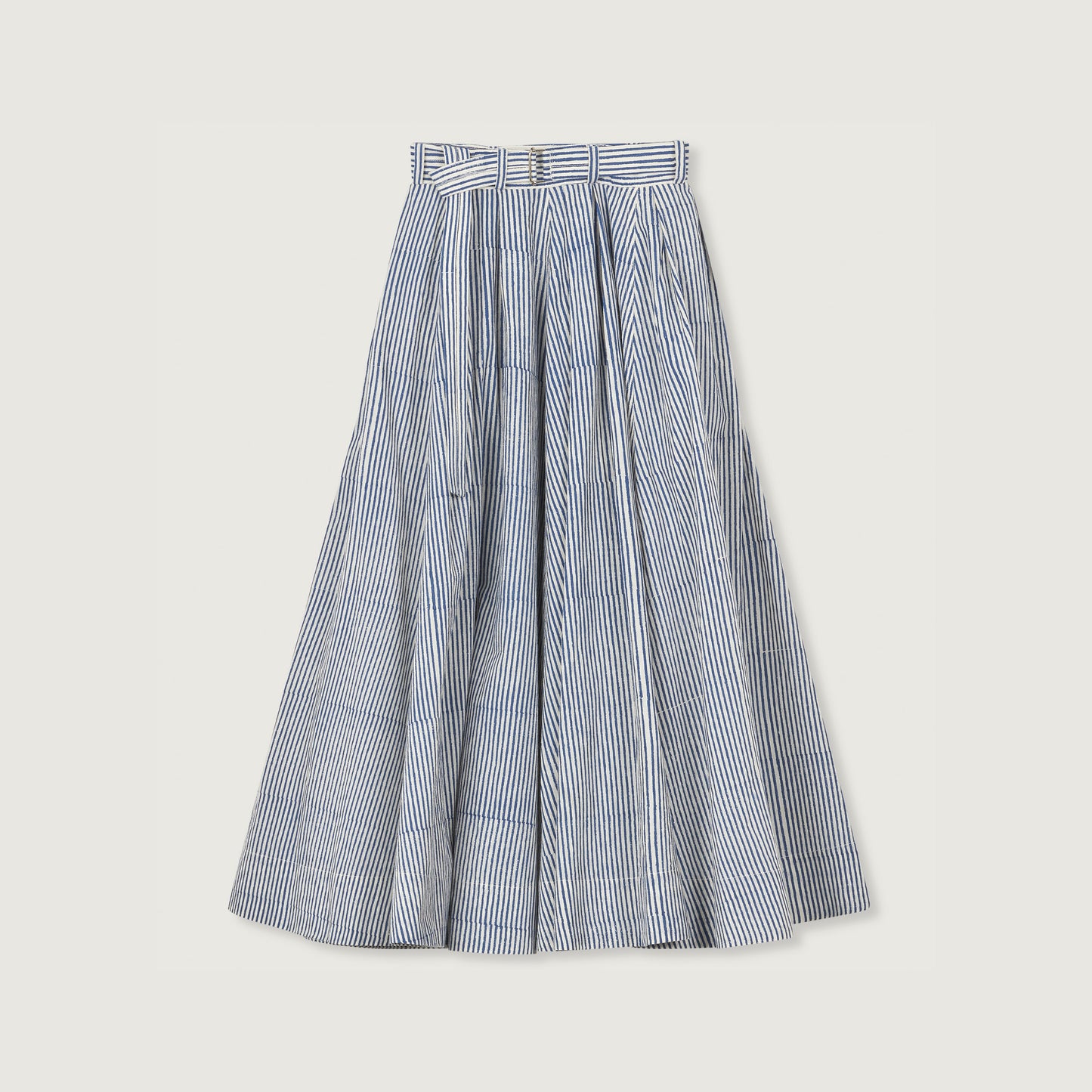 Schrol Skirt, Block Print Navy Stripe