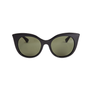 The Messyweekend Thelma in Black/Green are oversized cat-eye sunglasses with dark tinted lenses and UV400 protection, shown on a plain background.