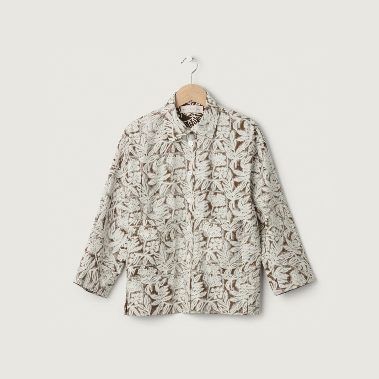 Thyme Jacket, Block Print Brown Floral