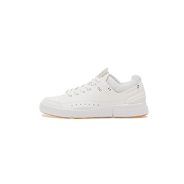 The Men's The Roger Centre Court 2 by On Running is a white low-top tennis-inspired sneaker with a gum sole, lace-up front, and subtle side branding for effortless style and comfort.