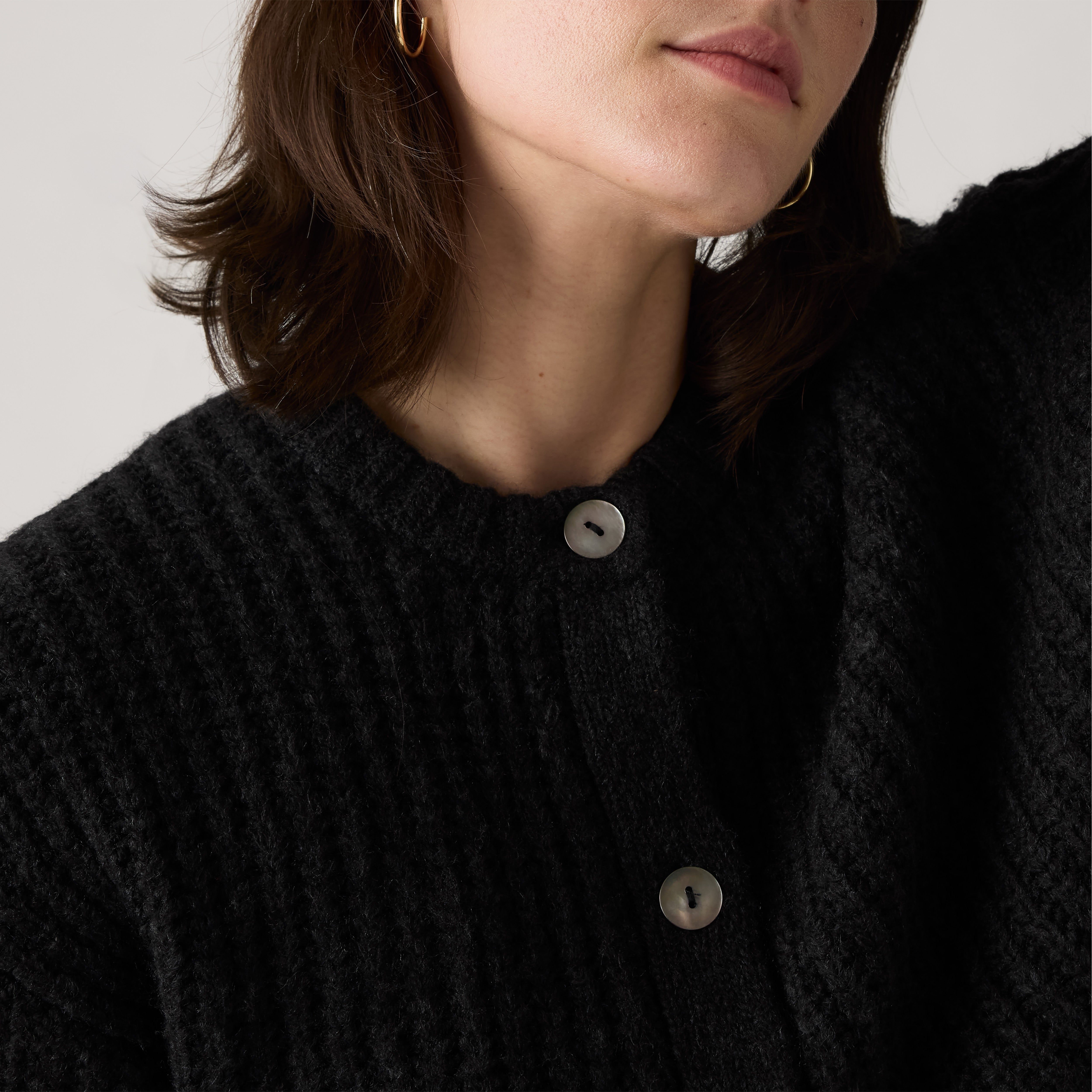Luna Shell Button Cardigan - Anthracite Night