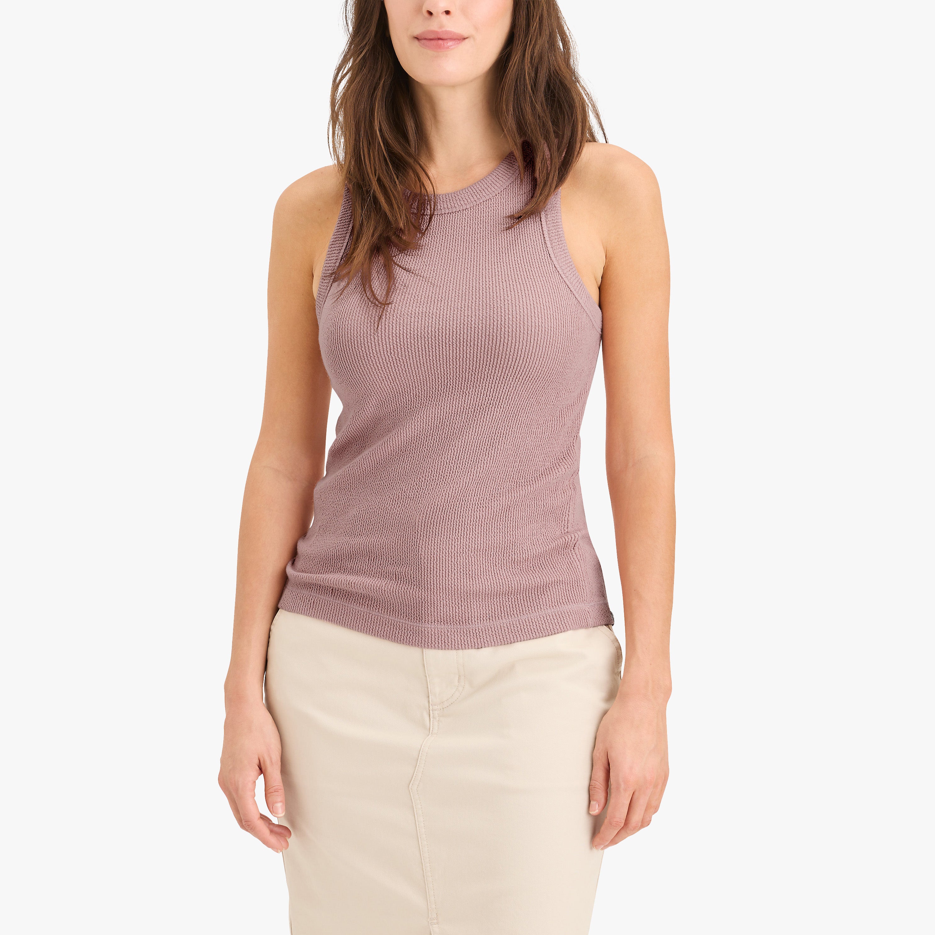 Rib Knit Tank, Pale Mauve