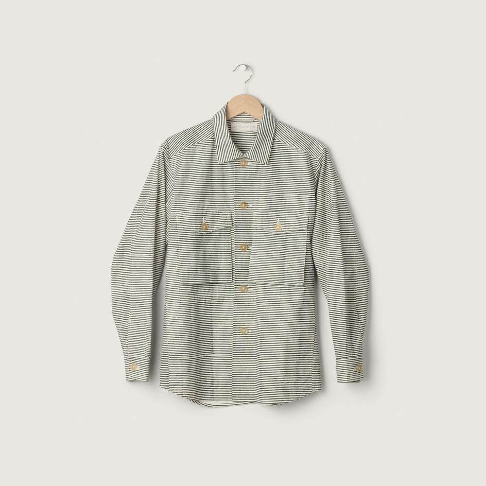 Zigja Jacket, Block Print Green Stripe