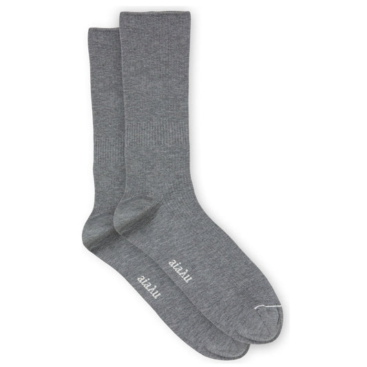 Aiayu W Socks Cotton Rib Socks, Grey Melange