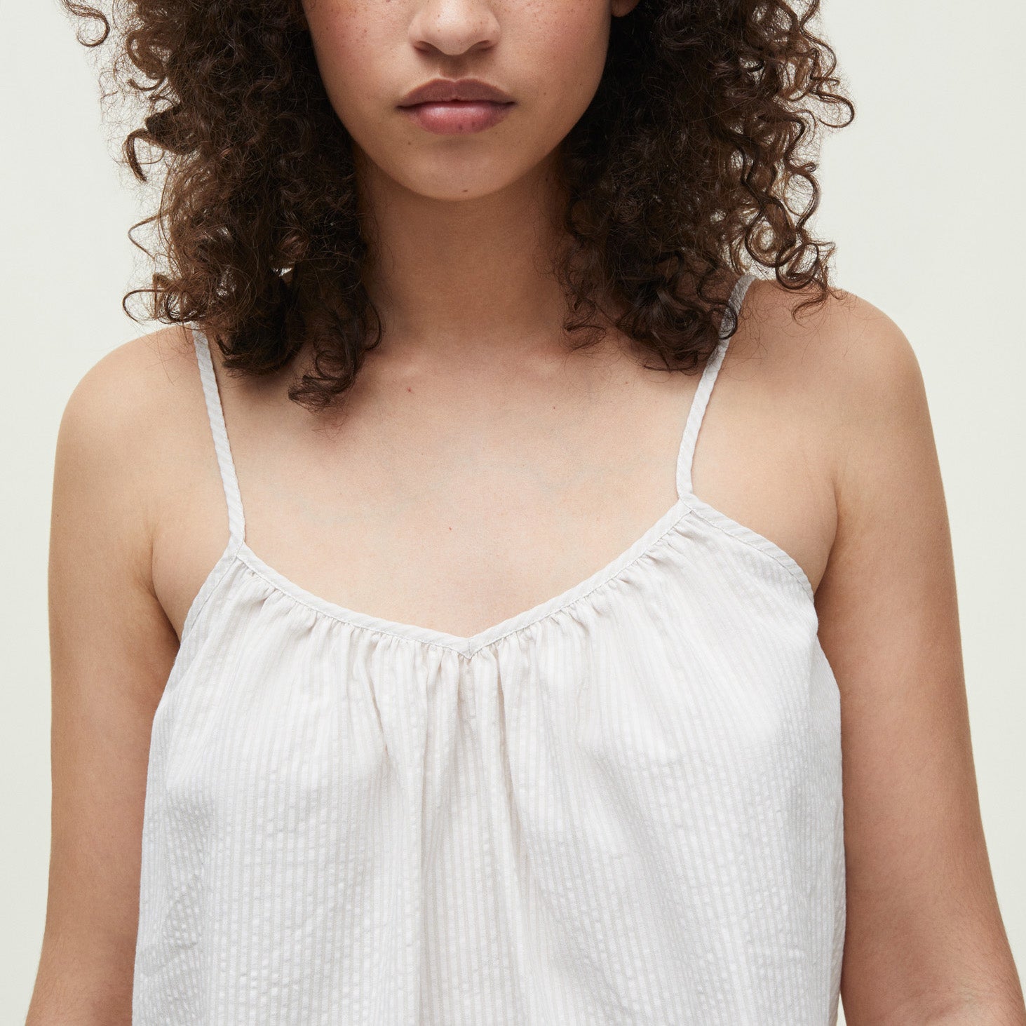 Aiayu W Top Strap Top Long Seersucker