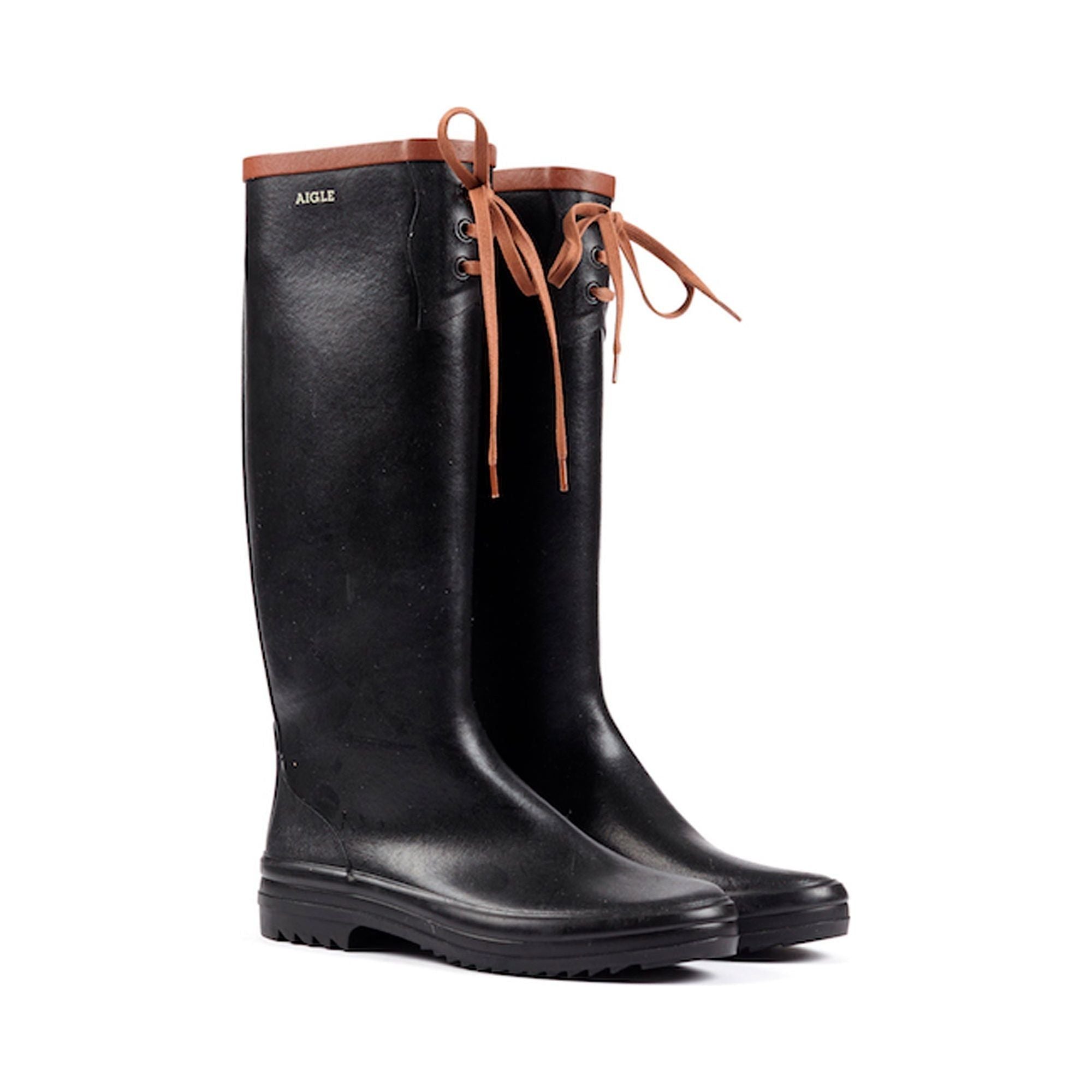 AIGLE MISS MARION RAIN BOOTS レインブーツ 25cm W Miss Marion Packable Rubber Boot, Black/Amber – Westerlind