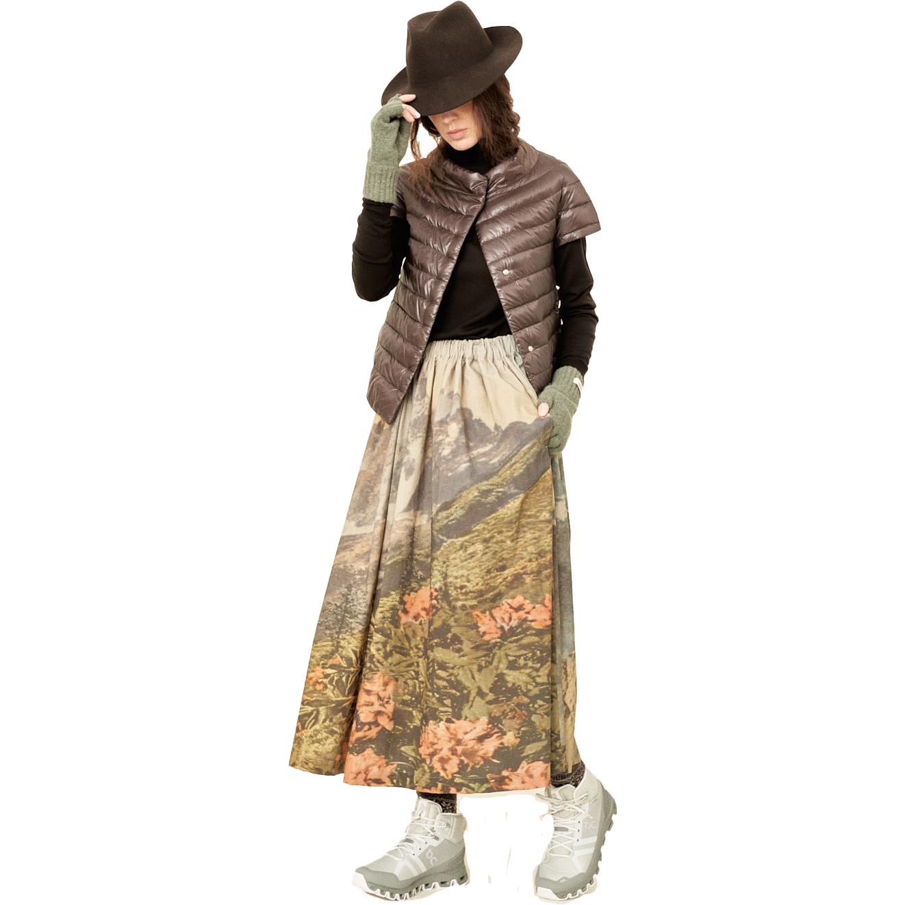 Annitan W Skirt Wide Skirt, Landscape Print