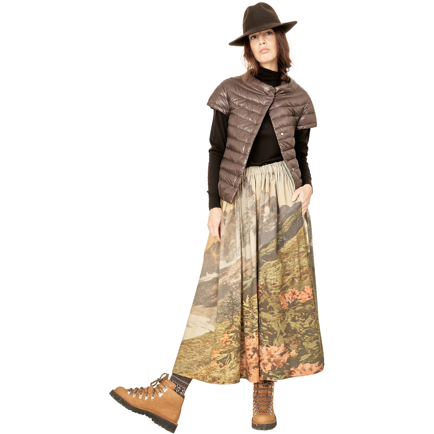 Annitan W Skirt Wide Skirt, Landscape Print