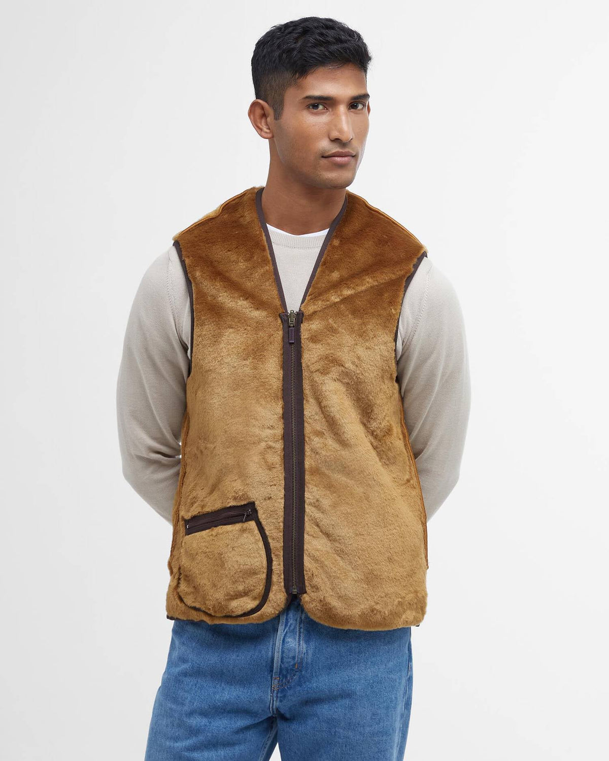 Barbour Liners Warm Pile Waistcoat Zip-In Liner - Brown
