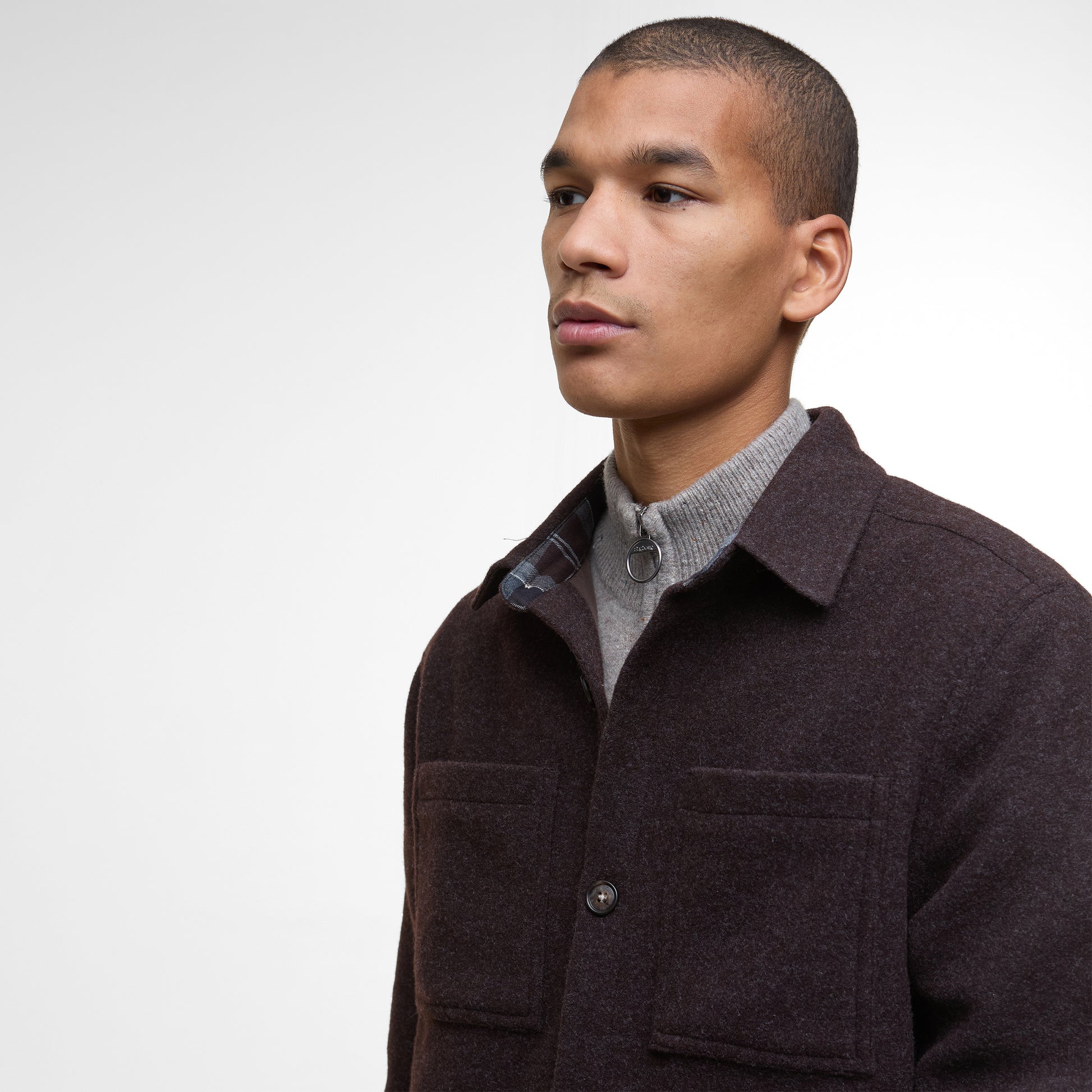 Barbour M Overshirt Marlow Tailored Wool Overshirt - Dark Oak