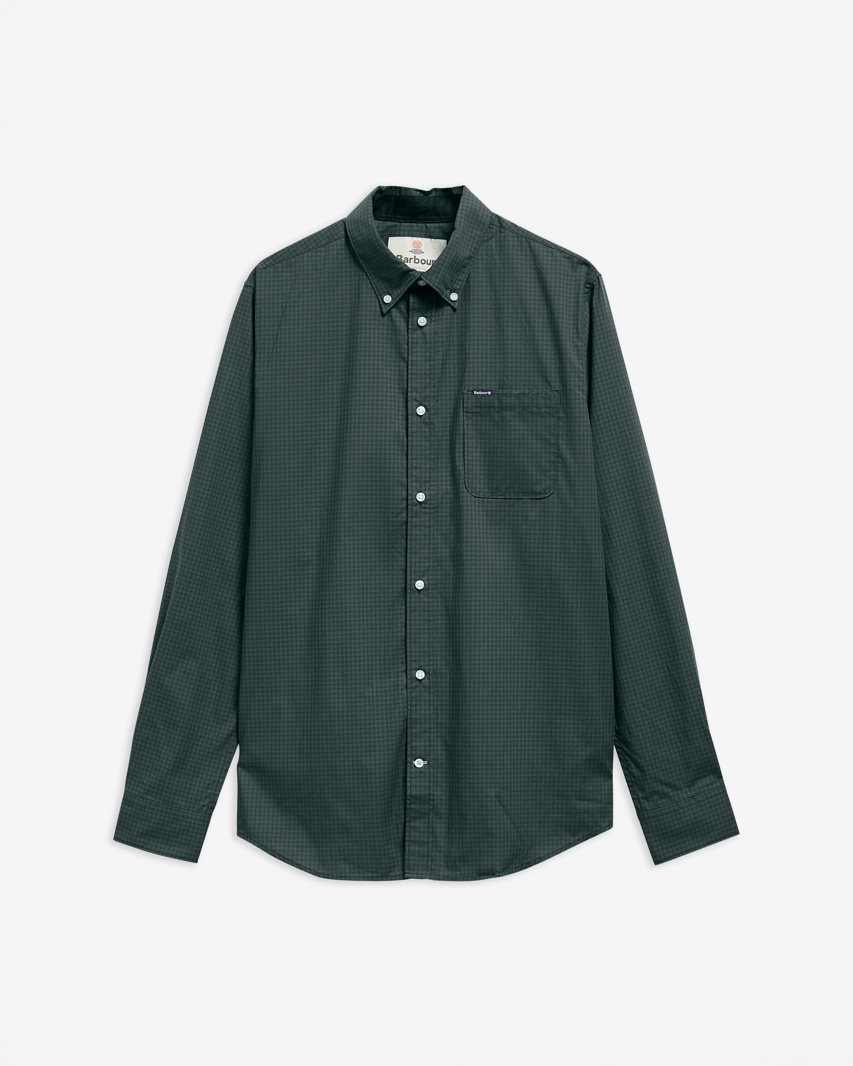 Barbour M Shirts Harbourwall Tailored Gingham Shirt - Sycamore Green