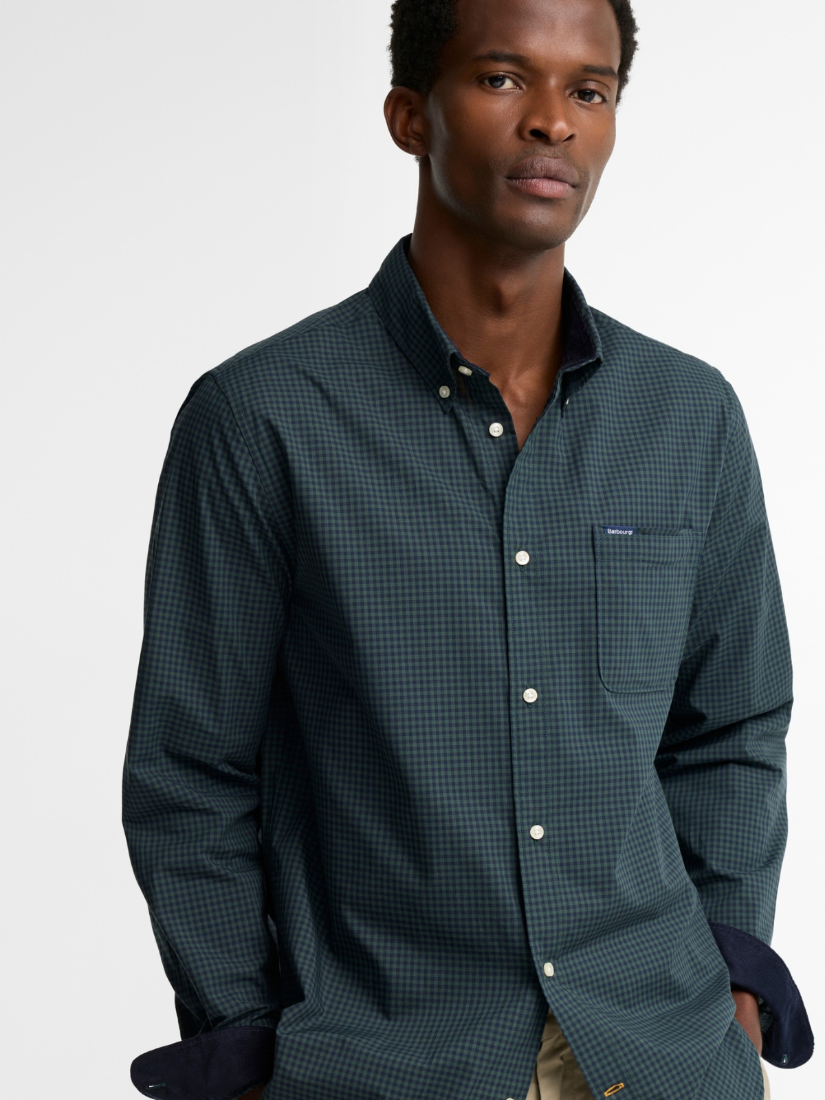Barbour M Shirts Harbourwall Tailored Gingham Shirt - Sycamore Green