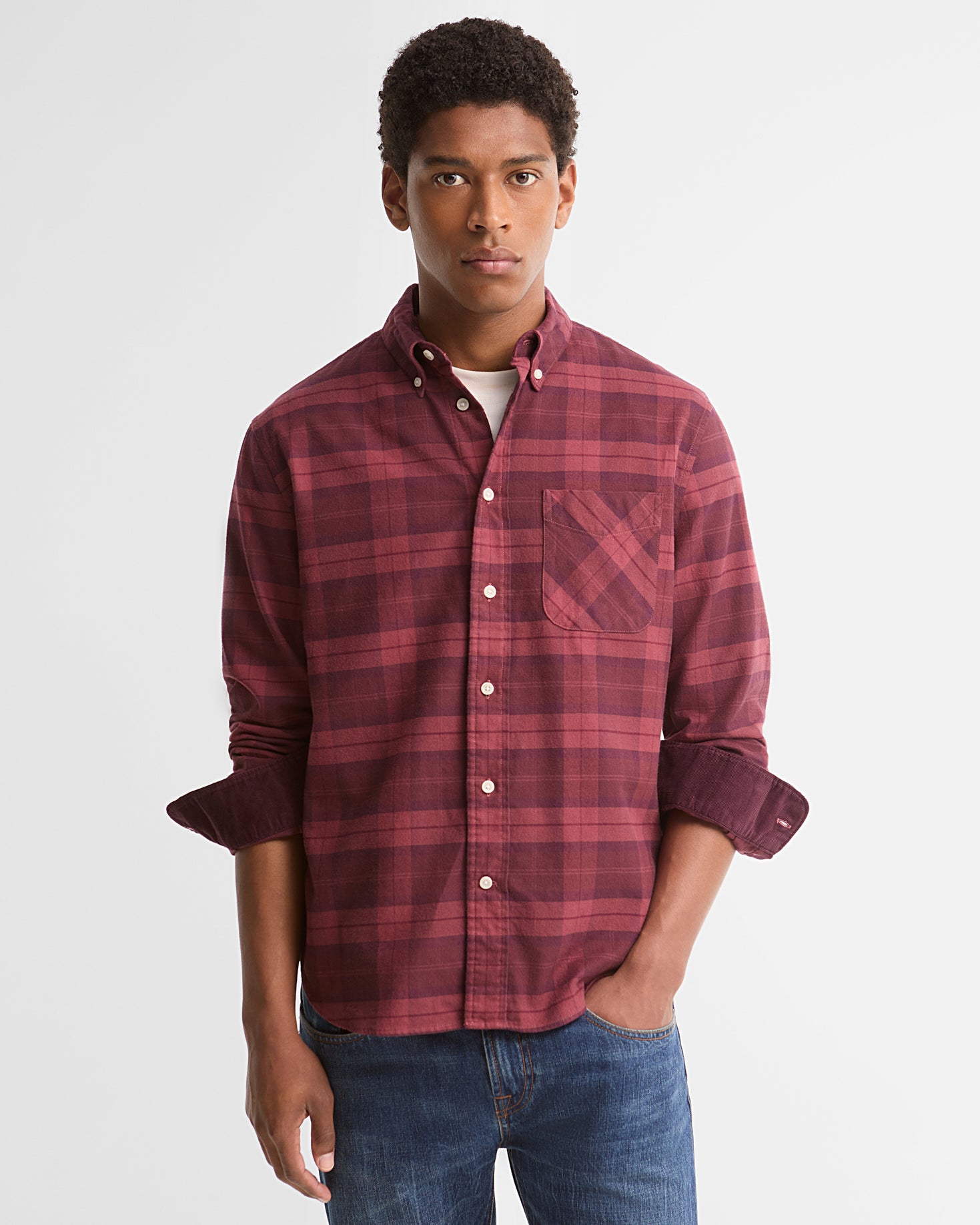 Barbour M Shirts Mineral Tartan Authentic Shirt - Crimson Heather