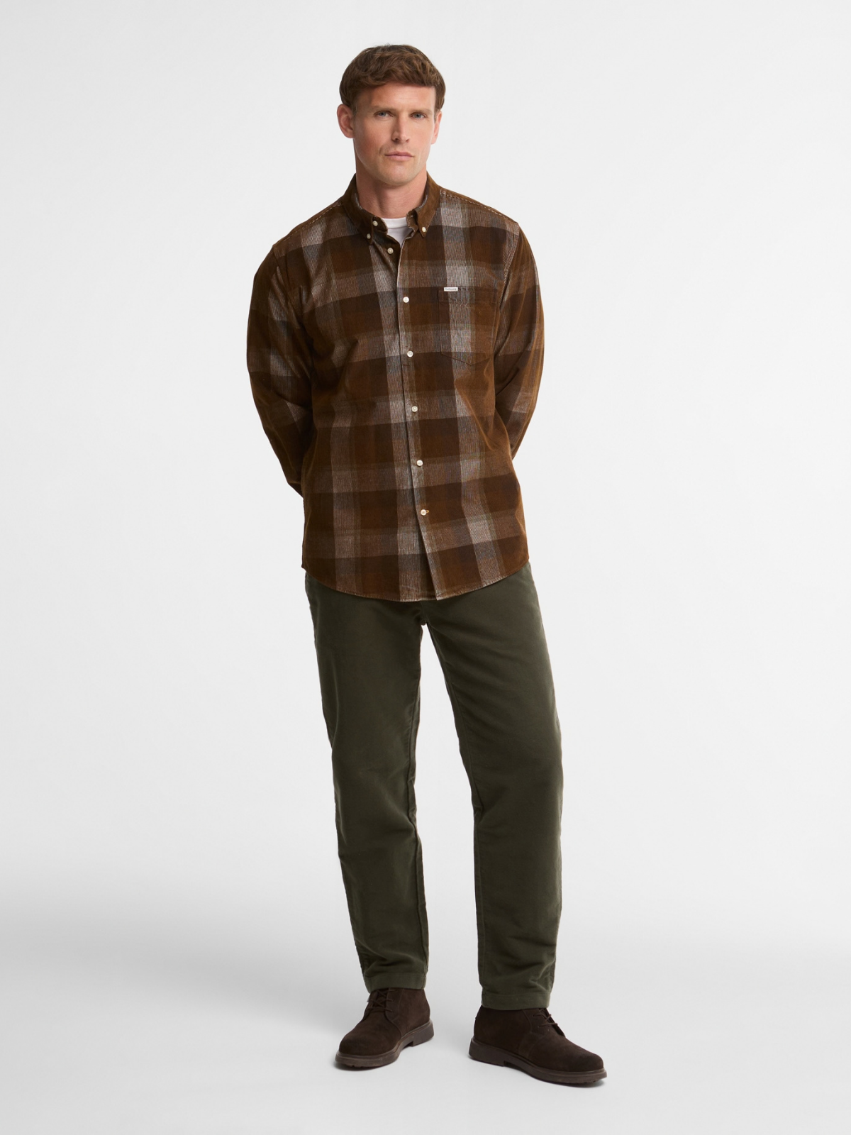 Barbour M Shirts Winston Regular Fit Checked Shirt - Dark Sand