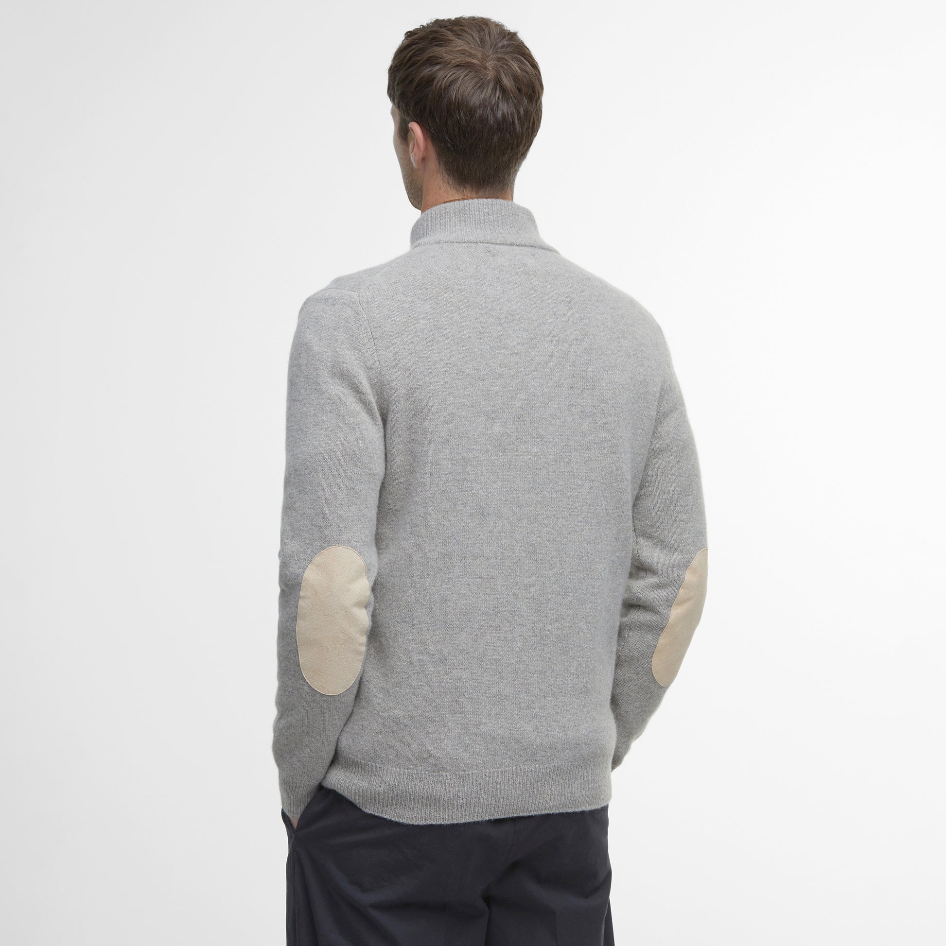Barbour M Sweater Essential Patch Half Zip- Stone