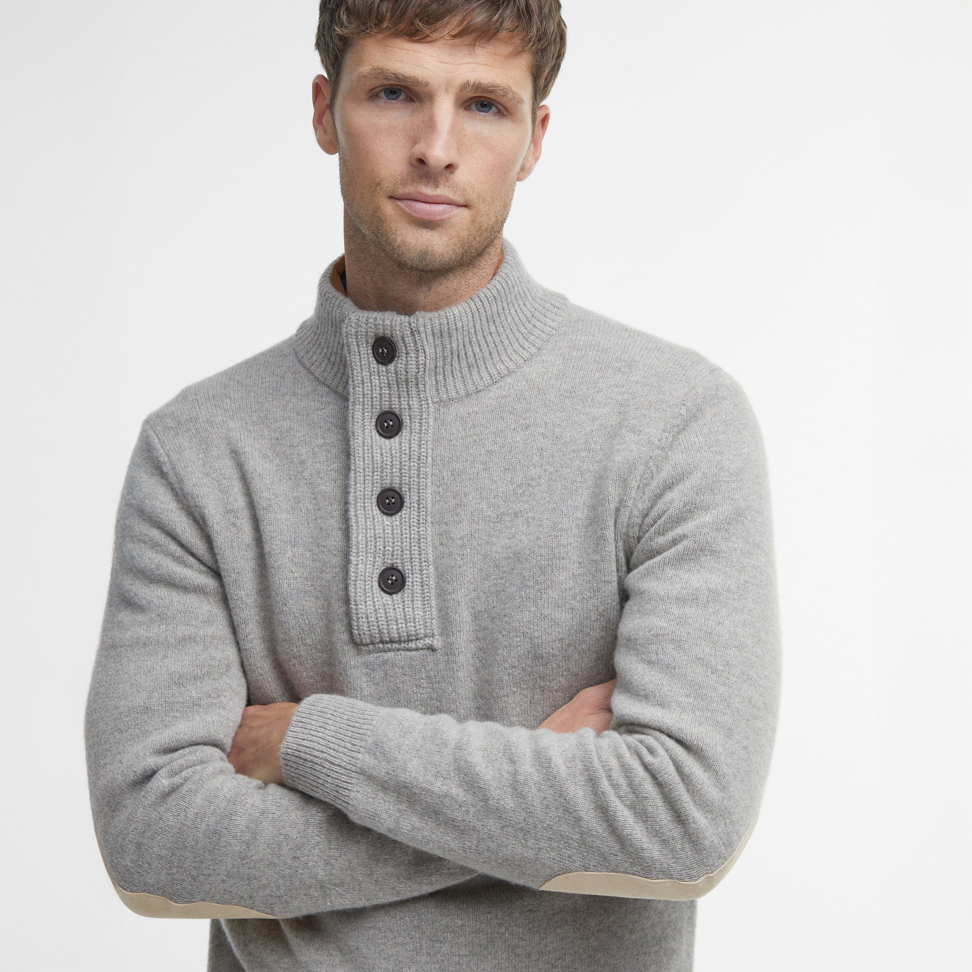 Barbour M Sweater Essential Patch Half Zip- Stone