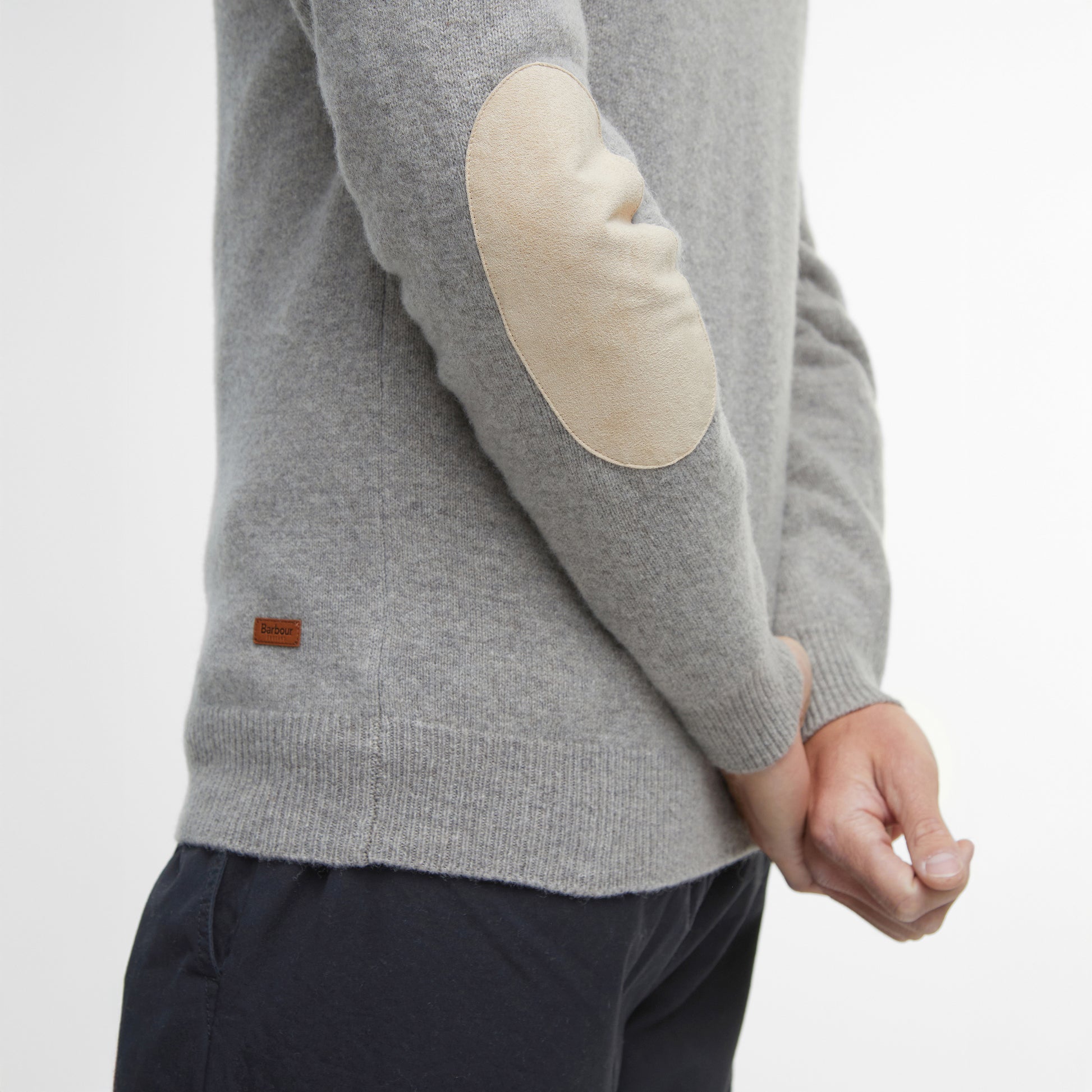 Barbour M Sweater Essential Patch Half Zip- Stone