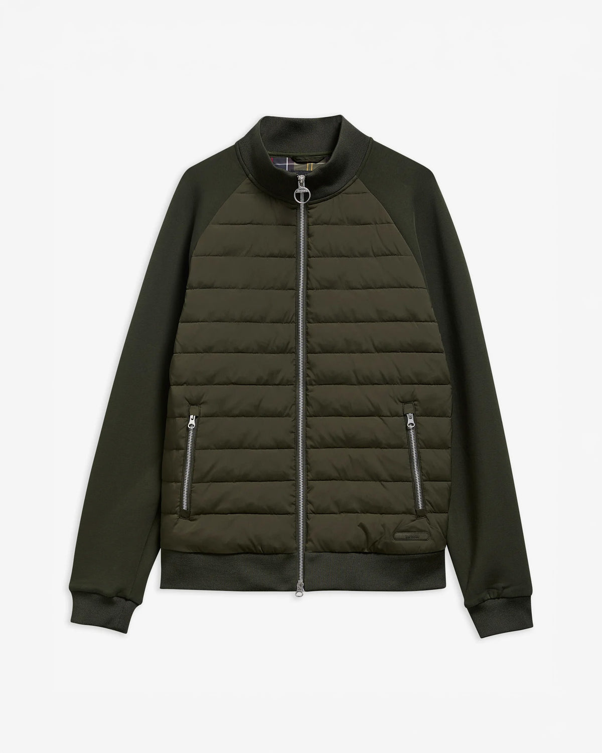 Barbour M Sweater Thornton Quilted Zip Through Sweater - Sage
