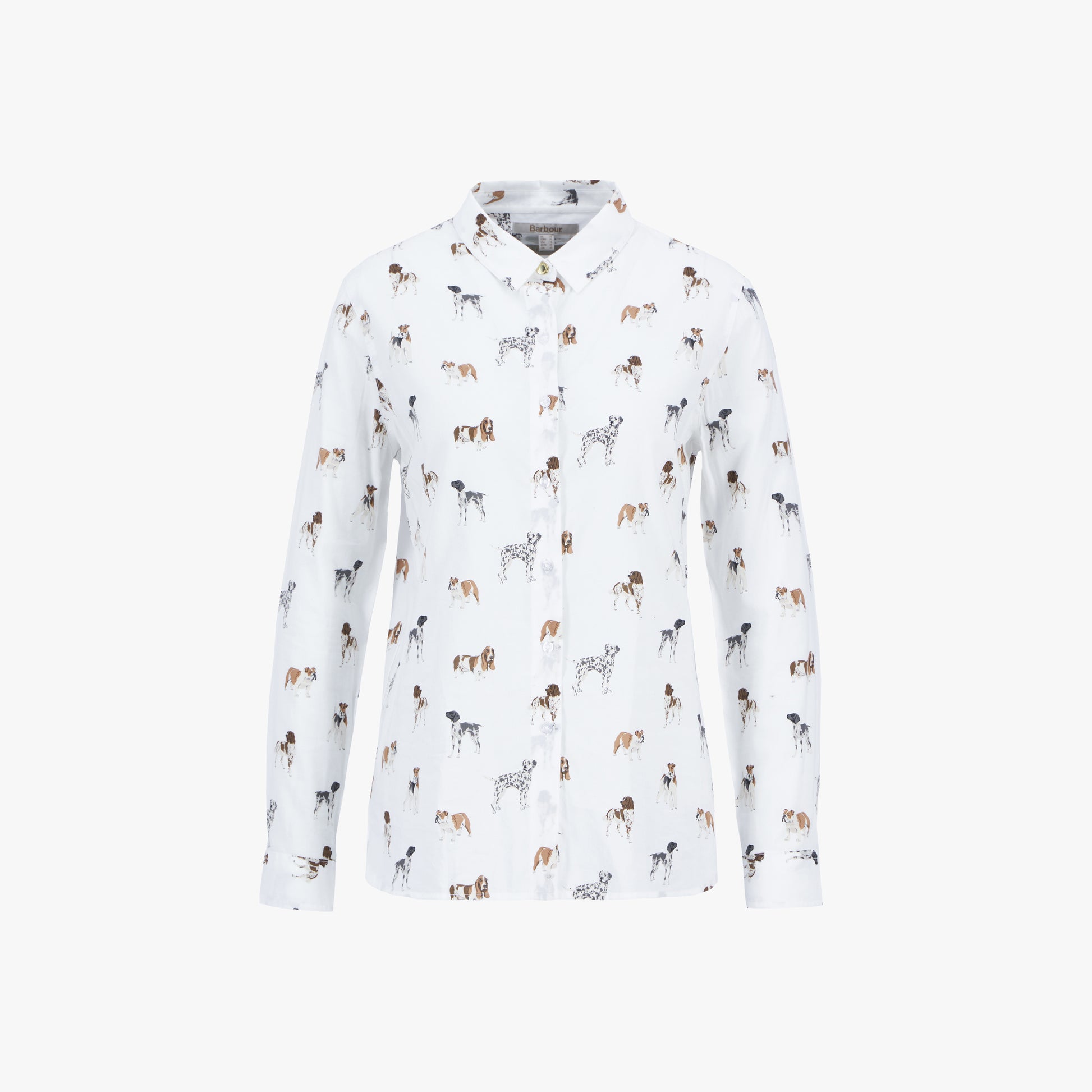 Barbour Shirt White/Dog Print / 4 Safari Relaxed Long Sleeve