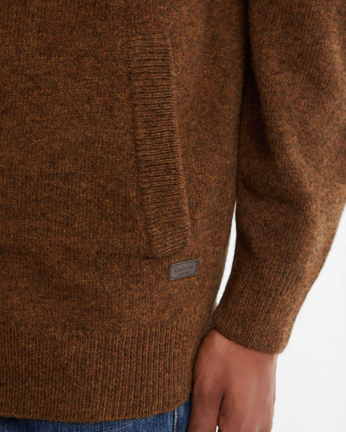 Barbour Sweaters Essential Patch Zip Through Knitted Jumper - Bracken