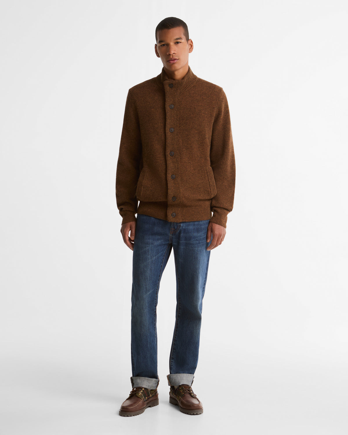 Barbour Sweaters Essential Patch Zip Through Knitted Jumper - Bracken