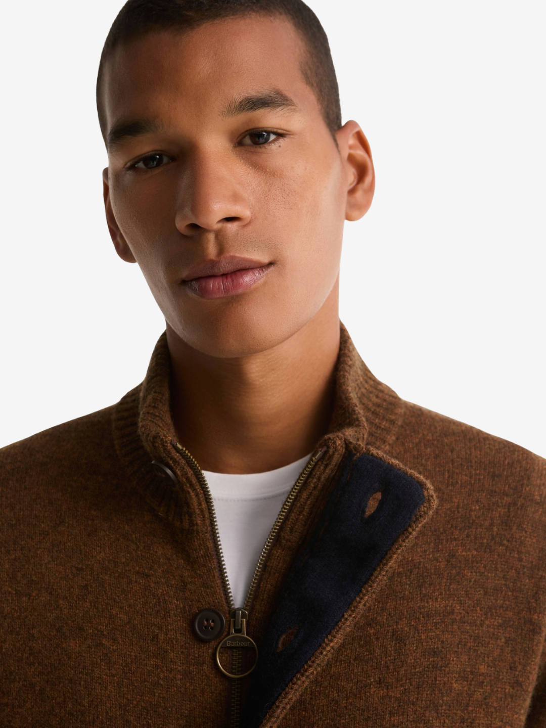 Barbour Sweaters Essential Patch Zip Through Knitted Jumper - Bracken