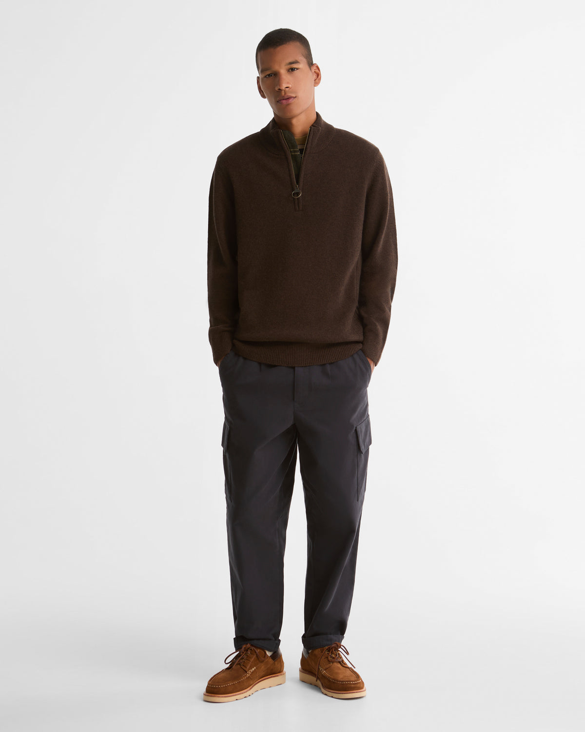 Barbour Sweaters Holden Half Zip Knitted Jumper - Dark Oak